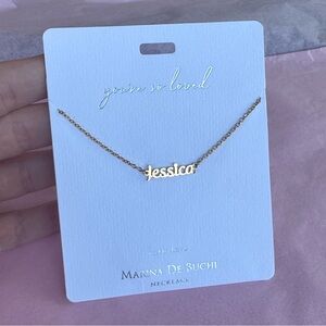 Gold Plated 'Jessica' Script Necklace - 14”-18” (tarnish-free)